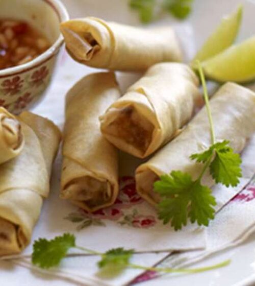 Prawn and Pork Spring Rolls with Apple Sweet Chilli Dip